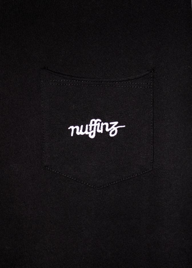 nuffinz shorts organic cotton longsleeve good guy black breast pocket and nuffinz logo